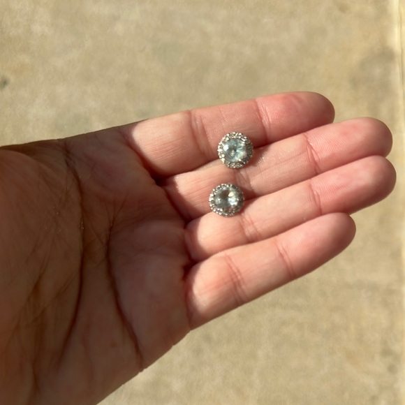 Aquamarine & Diamond Earrings - Picture 3 of 3